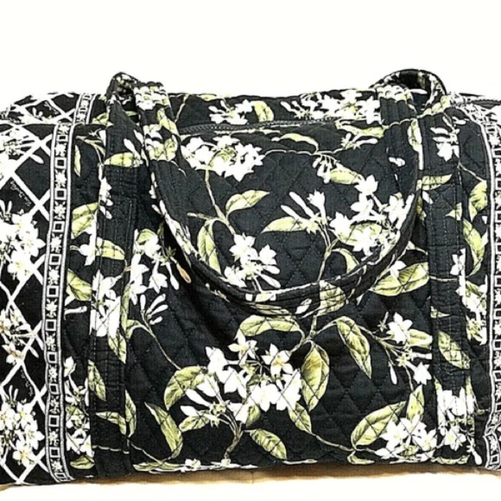 Vera Bradley Vintage Jasmine Black Floral  Quilted Travel Bag/Duffle